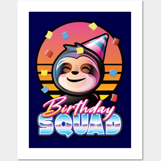 Birthday squad sloth boys girls party celebration Wall Art by PnJ